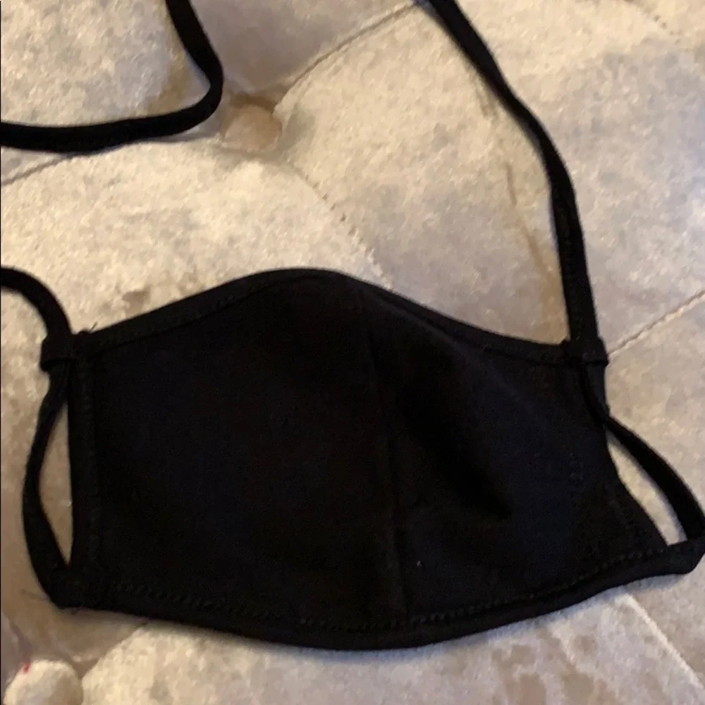 Kids black face mask with neck strap, adjustable